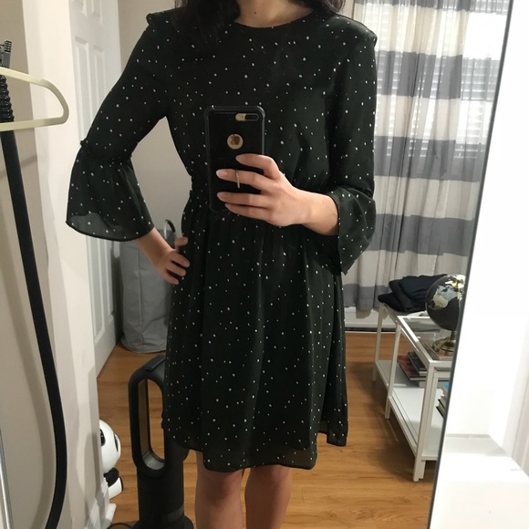 olive polka dot dress